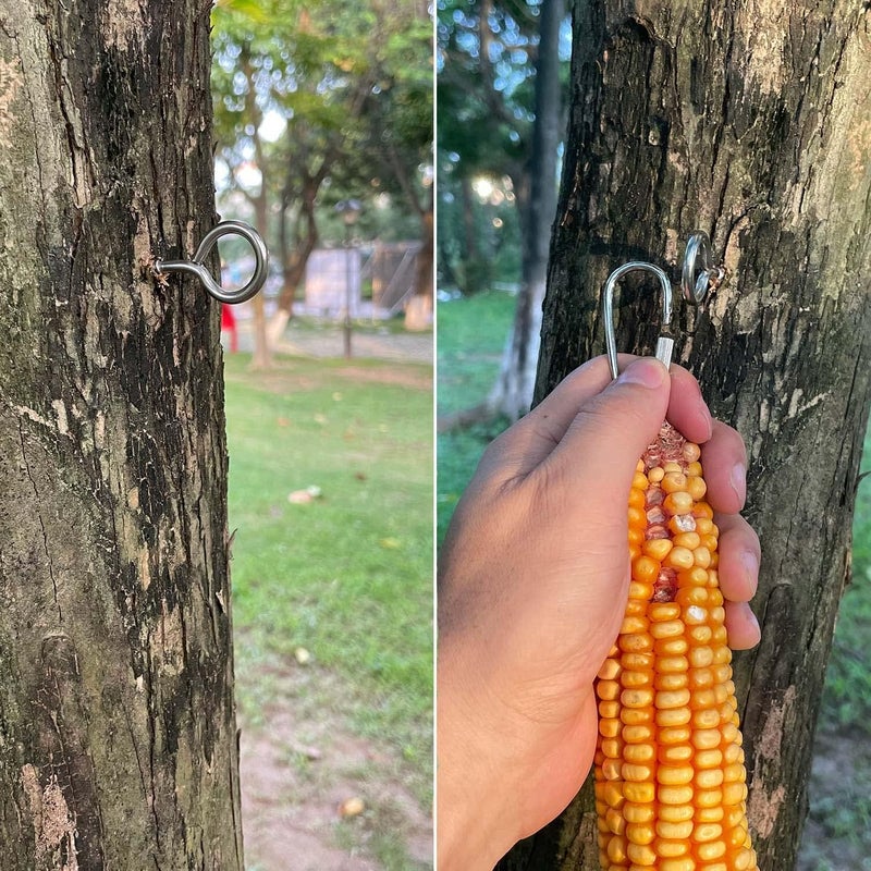 Essilnn Hanging Squirrel Feeder Outside Corn Cobs Holder for Squirrels Chipmunk Funny Toy (Stainless Steel C) - Image 3